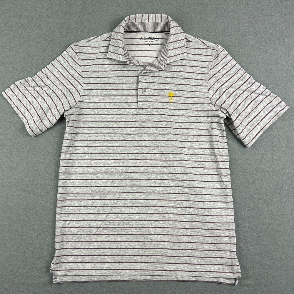 Vineyard Vines Jim Nantz‎ Polo Shirt Mens Small Gray Purple Striped Golf Logo